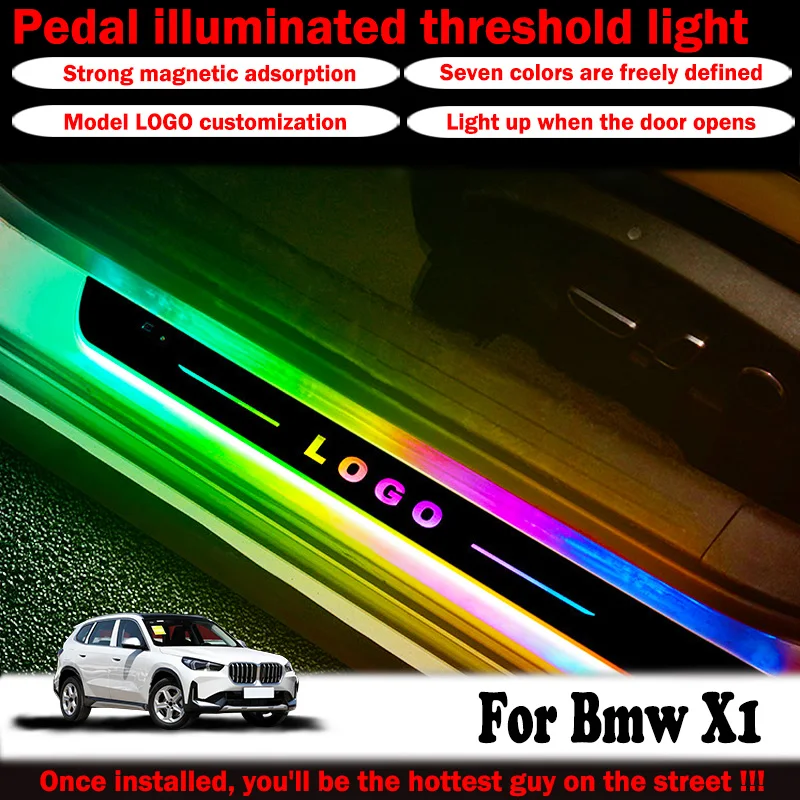 

For Bmw X1 car threshold light custom logo LED welcome light threshold pedal light accessories easy to install