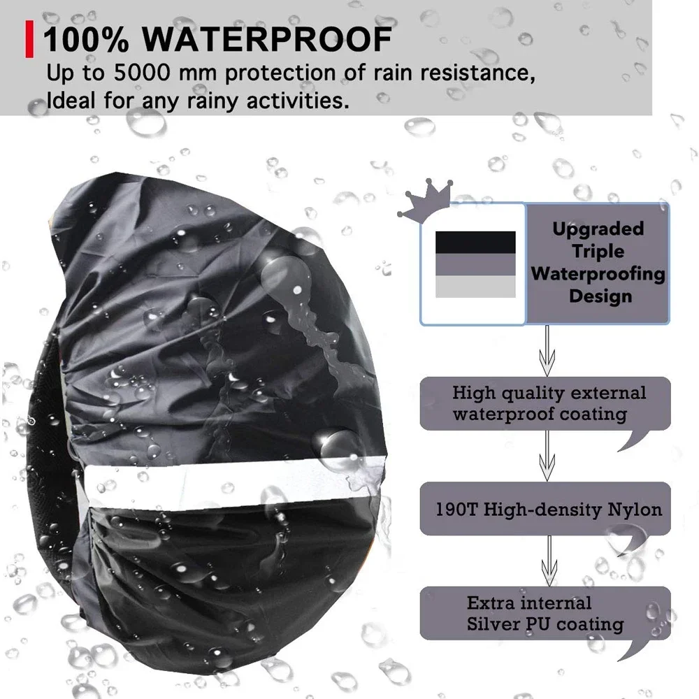 1Pcs Hi-Visibility Waterproof Backpack Rain Cover with Reflective Strap, Backpack Cover for Hiking Camping Traveling Cycling