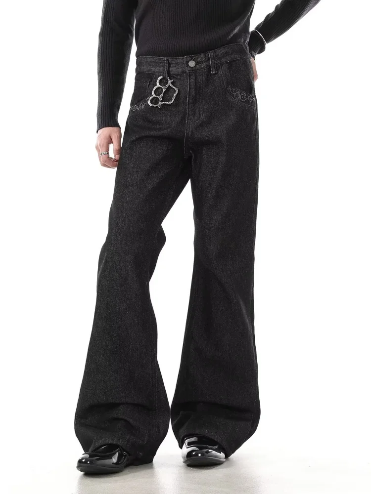 

Ropa Y2K 2021, модные потертые черные повседневные мешковатые джинсы, брюки для мужчин, одежда, прямые готические хлопковые длинные брюки Pantaloni Uomo