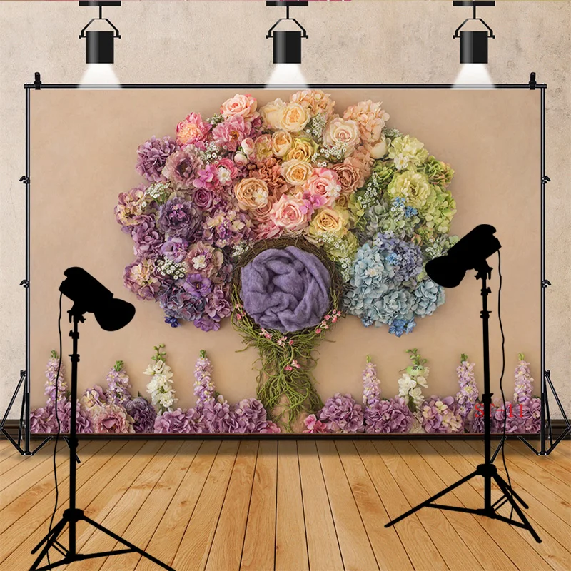 Baby Newborn Floral Basket Photography Backdrops Props Children Birthday Party Photo Studio Background VT-02