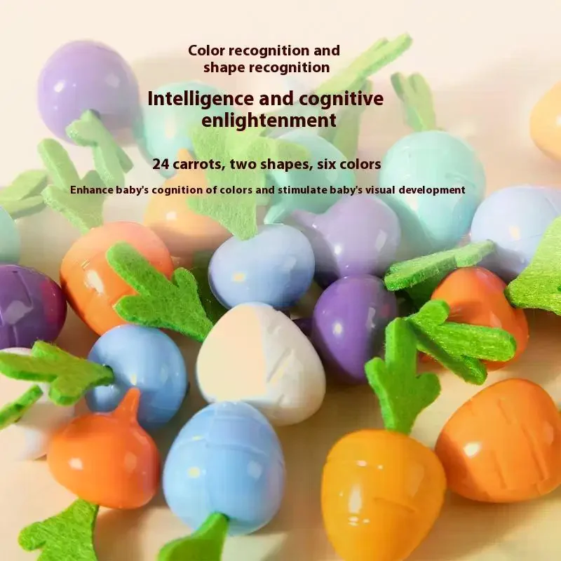 1 مجموعة مونتيسوري طفل رضيع سحب الفجل اللعب الذاكرة فرز المهارات الحركية الدقيقة التعليم متعة الجزرة حصاد مكتب لعبة #5