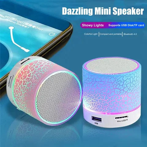 A9 Kleurrijke Dazzling Draadloze Bluetooth Speaker Mini Draagbare Outdoor Subwoofer Muziek Klankkast Voor Mobiele Telefoon TF Card PC