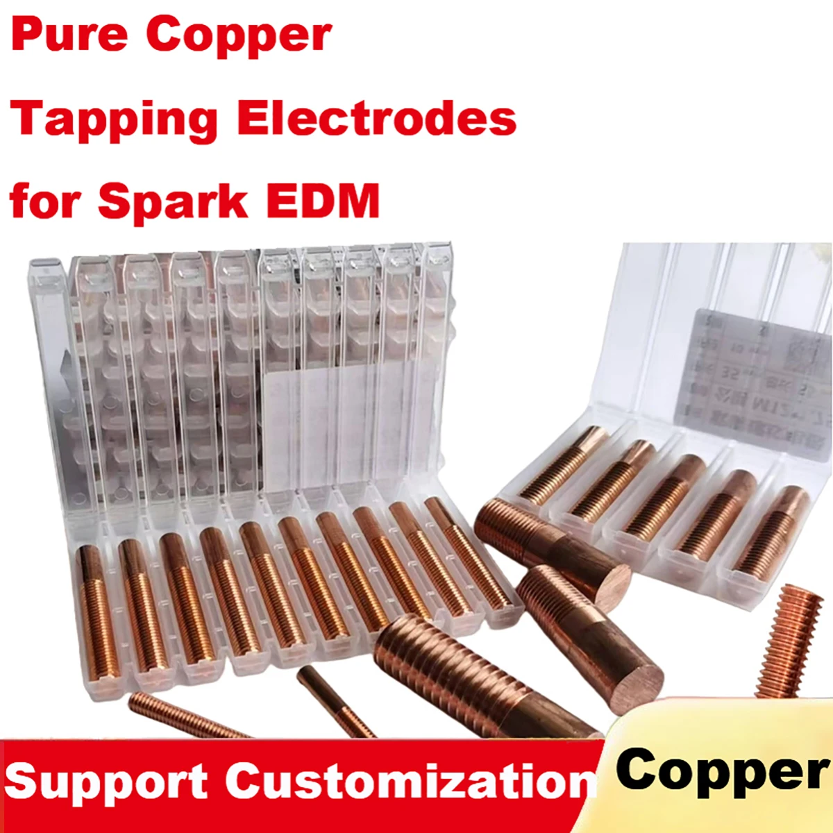 1Pc Metric M1-M36 Pure Copper Tapping Electrodes for Spark EDM Thread Electrode Discharge Red Copper Screw Tooth Length 20-120mm