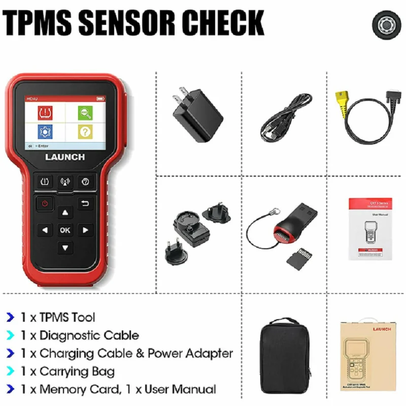 LAUNCH CRT 5011E TPMS Sensors TPMS Programming Diagnostic Tool Read/Erase DTCs Relearn/Tire Pressure Monitoring Device