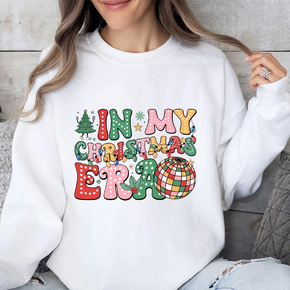 

In My Christmas Era Graphic Sweatshirt Stylish Loose Crew Neck Pullover Long Sleeve Versatile Casual Top New 2024 Unisex Sweater