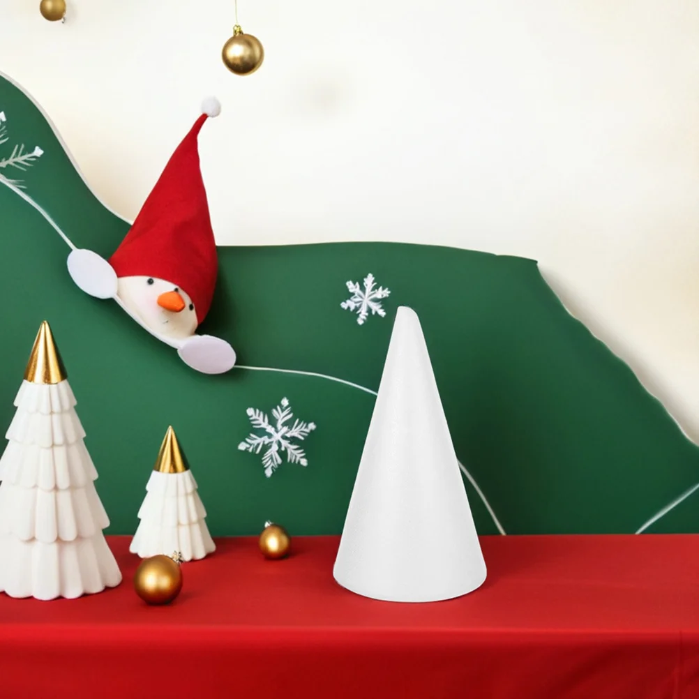 

White Polystyrene Foam Cone Solid Shape Lightweight for Craft DIY Floral Decorations Christmas Party Festival Foam Cone