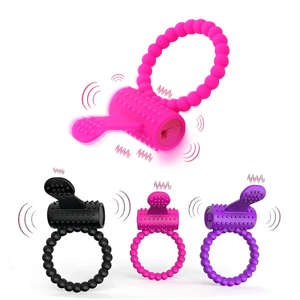 Wibrujące pierścienie na penisa stymulator łechtaczki Orgazm blokada pierścień na penisa wibrator dla człowieka opóźnienie wytrysku erotyczne zabawki erotyczne dla pary