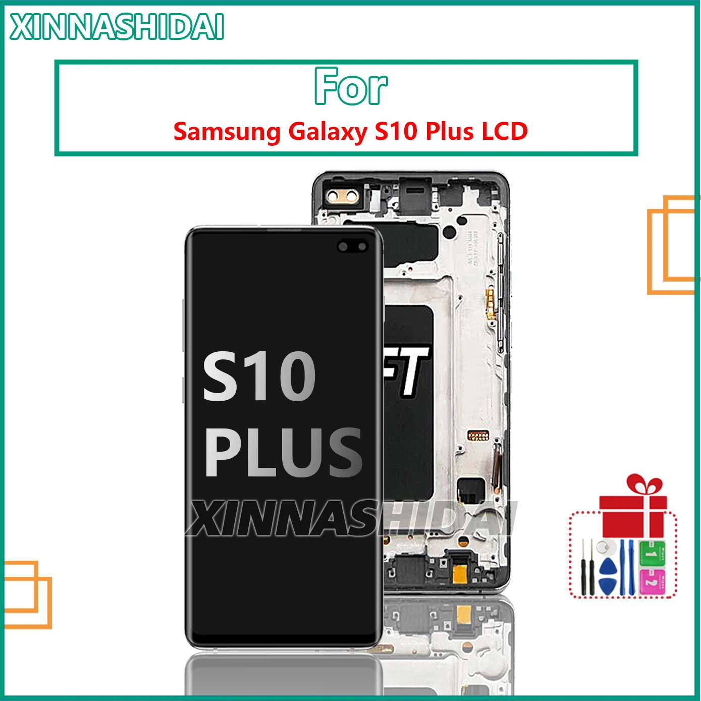 TFT S10 + с рамкой для Samsung Galaxy S10 PLUS SM-G9750 G975F, ЖК-дисплей, сенсорный экран, дигитайзер, запасные части с рамкой