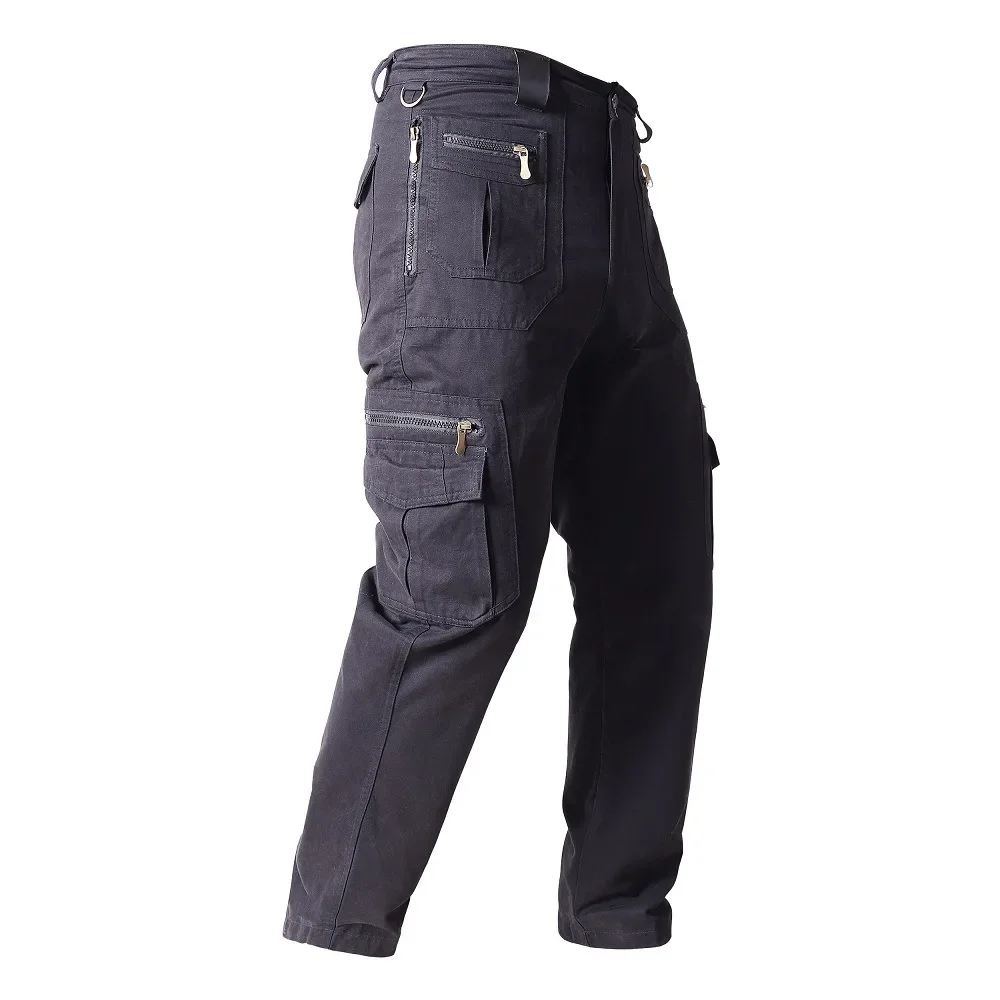 Pantalones Cargo militares para hombre, pantalón táctico informal de algodón, color caqui, talla grande