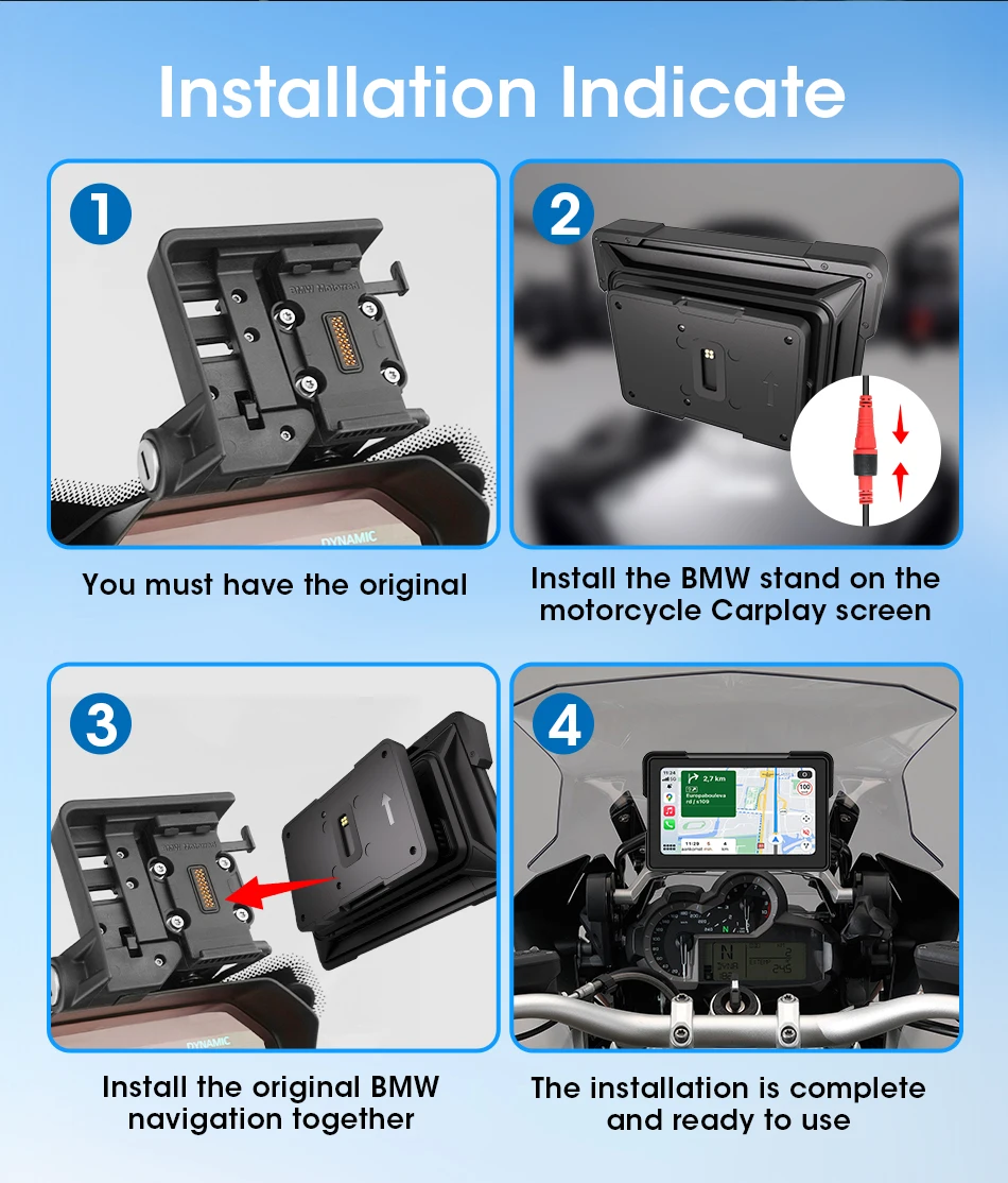 Srnubi 7-Zoll-Motorradradio für BMW R1200GS/ R1250GS/ R1300GS /S1000XR, kabelloses Carplay und Android Auto, GPS-Navigation, PND – Detail 12