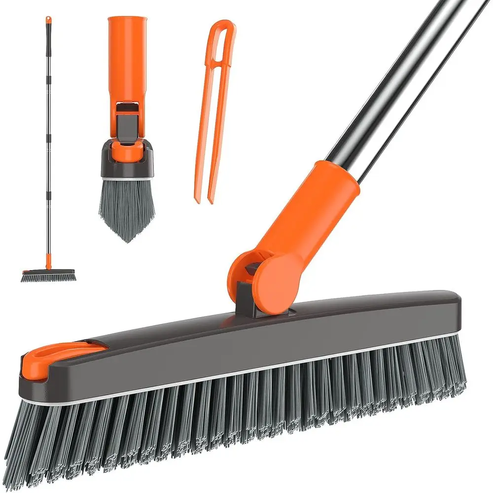 

Long-Handled 180° Swivel Grout Brush with Tweezers for Deep Cleaning Tile and Shower Grout Lines
