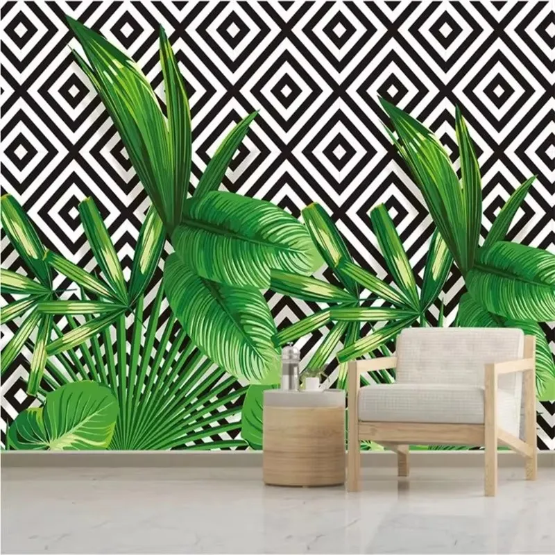 Custom wallpaper 3d mural papier peint fresh modern minimalist stereo plant geometric mosaic TV background wallpapers home decor