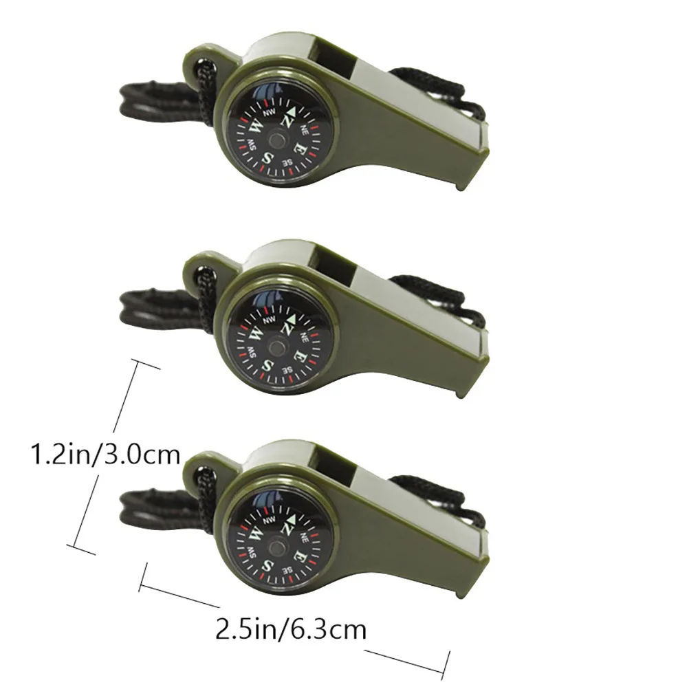 3Pcs Outdoor Emergency Whistles Survival Compass Thermometer Hiking Camping Loud Whistles Survival Whistle Compass Whistle