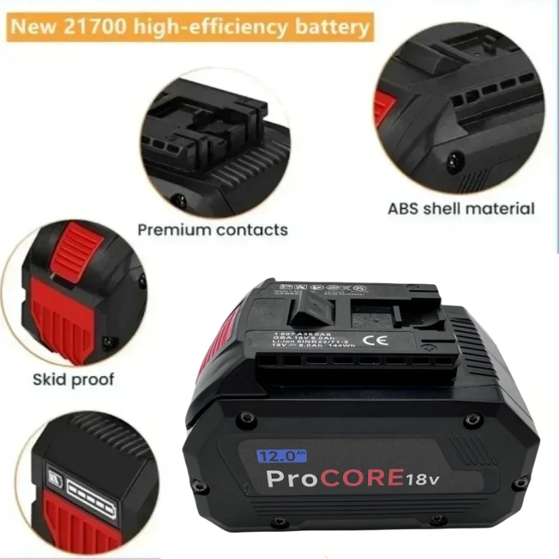 For BOSCH Professional 5S2P 18V 21700 12000Ah Battery ProCORE 18V Li-ion Battery Replacement for BAT609 BAT618 with BMS