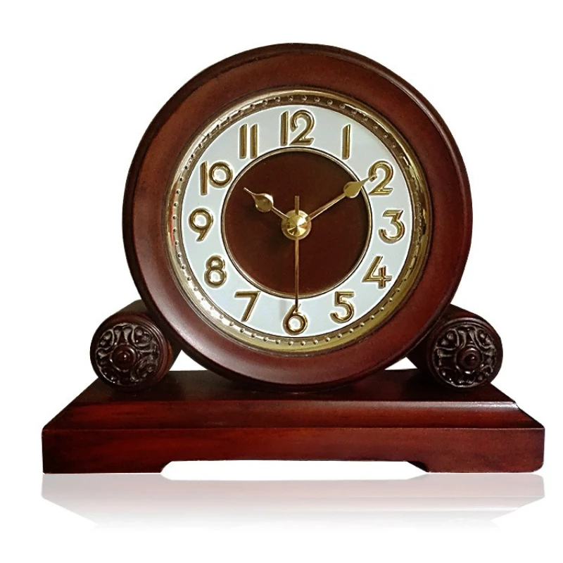 

LH solid wood clock, retro classic bedside bedroom silent clock wooden