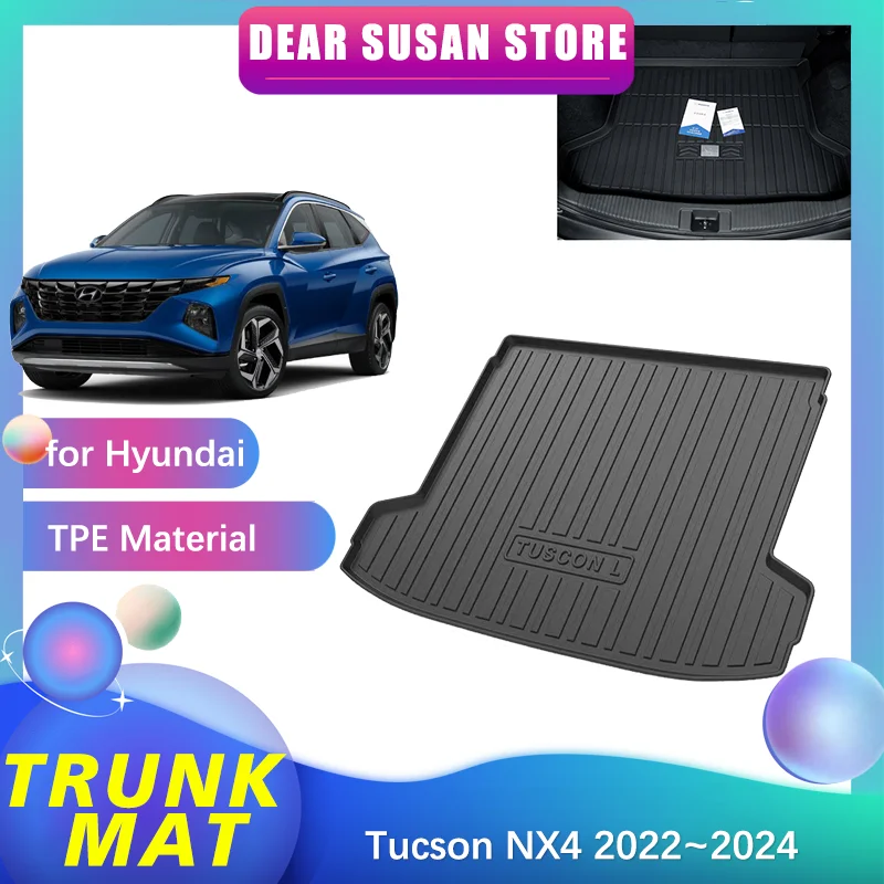 

Коврик для багажника для Hyundai Tucson L NX4 2022 2023 2024, Чехол для багажа, коврик из ТПЭ, Водонепроницаемая подкладка для пола, аксессуары для лотка