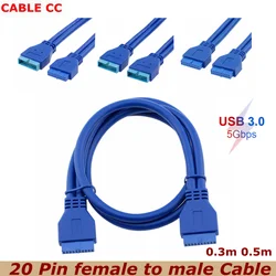 50cm 5Gbps USB Extension Cable USB3.0 20Pin Female to USB 3.0 20 Pin Male Extension Cable Motherboard Mainboard Cable Extender