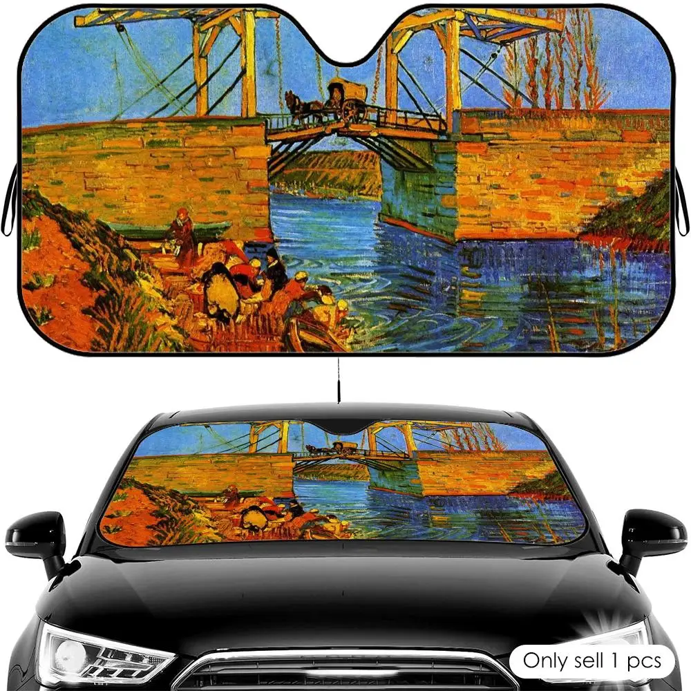 

Солнцезащитный козырек V-Van G-Gogh Starry Night, складной универсальный автомобильный солнцезащитный экран для лобового стекла, защита от ультрафиолета, теплоизоляция, складной чехол