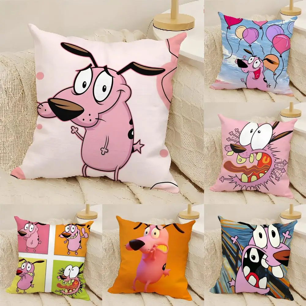 C-Courage The C-Cowardly Dog Cushion Cover Natural Linen Organic Fabric Double-Sided Printing Sofa Home Decor Gift Pillow Cover