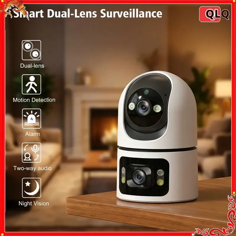 Wifi Indoor Smart Camera 3MP Dual Screen Lens 2.4G Infrared Night Vision Motion Detection Auto Track Two-Way Voice Audio
