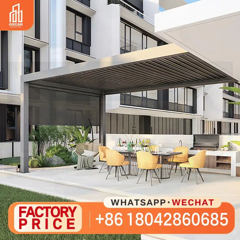 

3x3 4x4 Waterproof Louvered Roof Motorized Aluminum Pergola System Outdoor Patio Garden Backyard Shade Shelter Structure