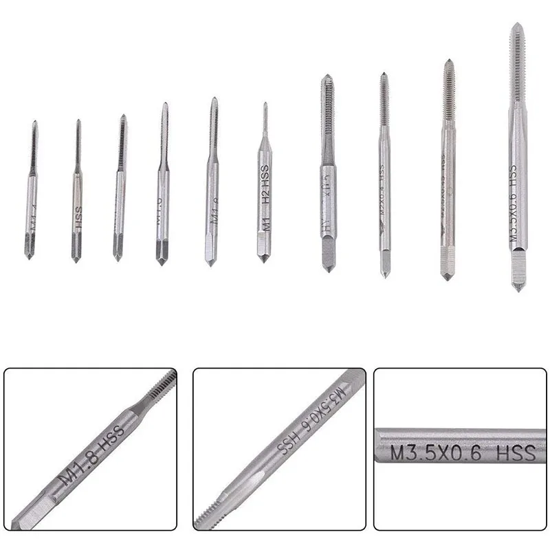 10Pcs Hss micro taps clock and mini tap combination Straight Flute Coarse Thread Design