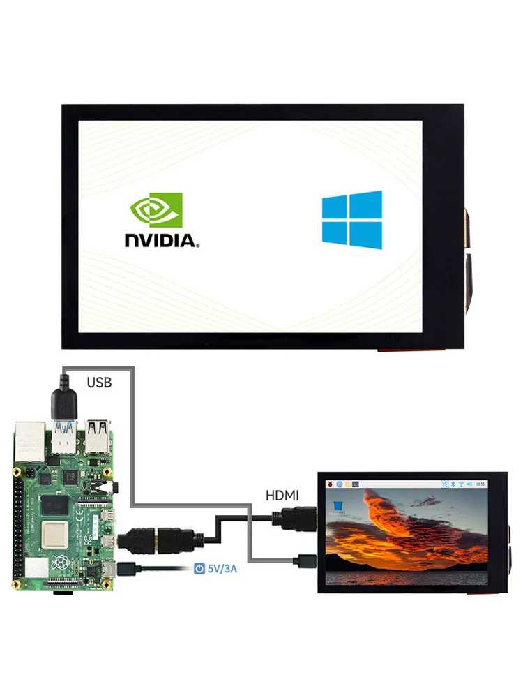Raspberry Pi Lcd 3.5 Inch Touchscreen 480 × 800 Capacitieve Touch 3.5 Inch Hdmi Display Touchscreen Voor Pi4/3b + / Jetson Nano