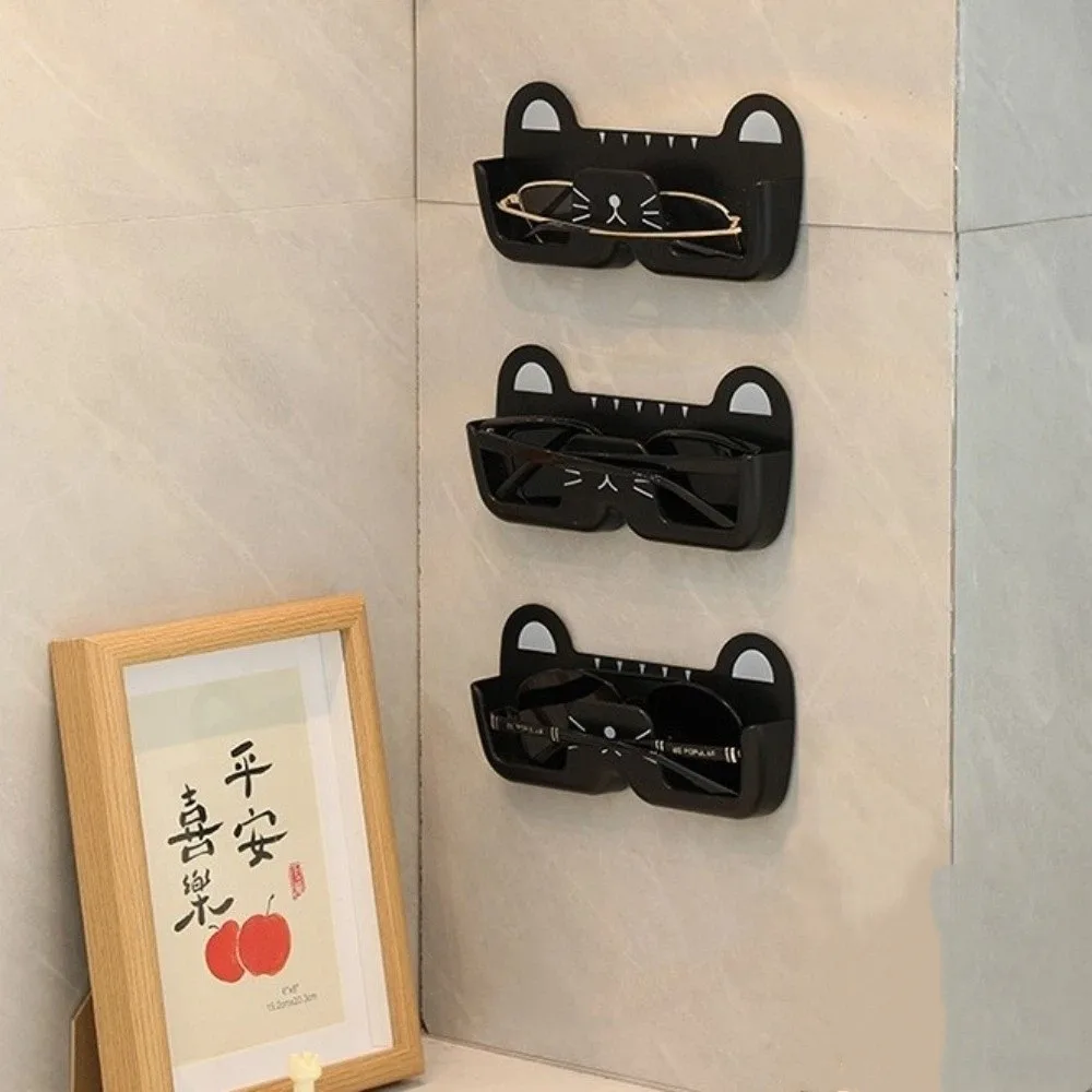 Useful Easy To Install Cat Glasses Frame Seamless Cute Wall Mounted Eyeglass Frame Shelf Sturdy Glasses Holder Bedroom