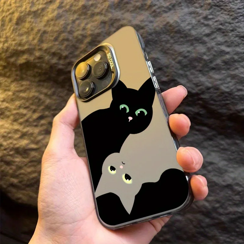 حافظة هاتف بنمط قطة باللونين الأبيض والأسود مناسبة لهاتف iPhone16، 15، 14، 13، 12Pro Max. #2