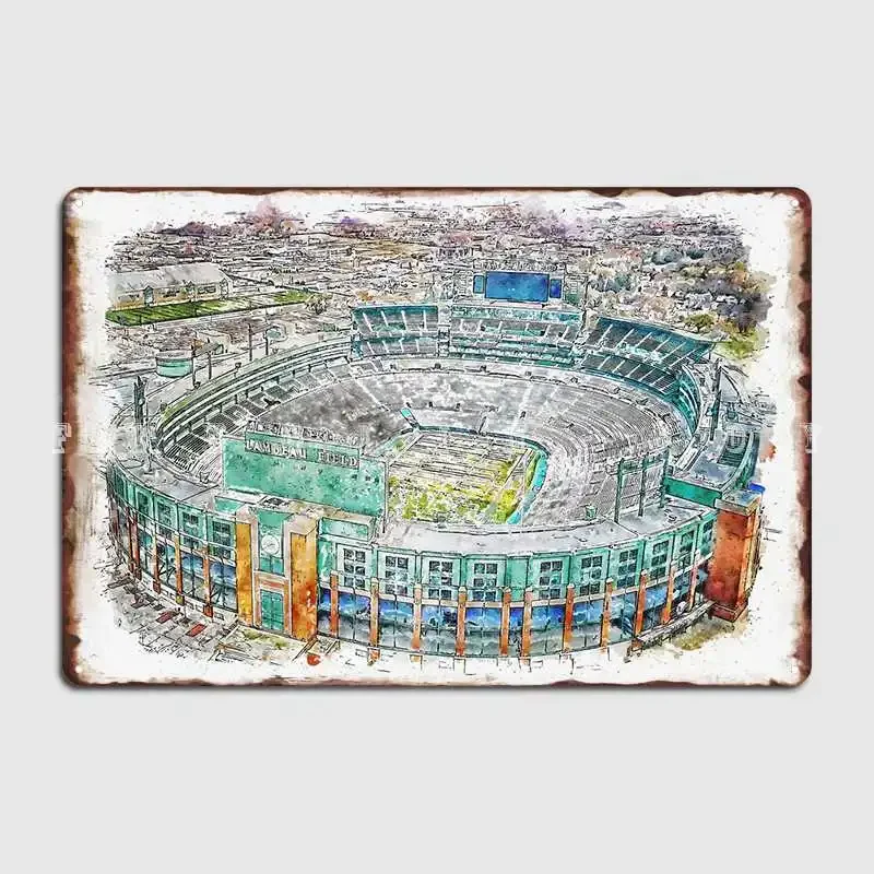 Lambeau Field Green Bay Pa Poster Metal Plaque Club Party Kitchen Custom Garage Decoration Tin Sign Posters