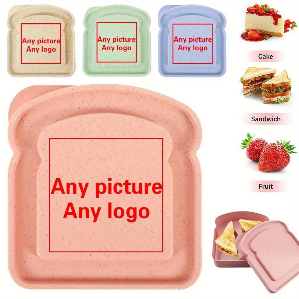 Customized Photo Toast Freshness Preservation Box with Lid Bread Bento Case Organizer Sandwich Lunch Bag for Outdoor Picnic