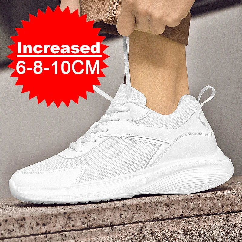

New Men Sneakers Elevator Shoes Heightening Height Increase Insole 6/8/10CM High Heels Shoes Men Mesh Sport Shoes Big Size 36-46