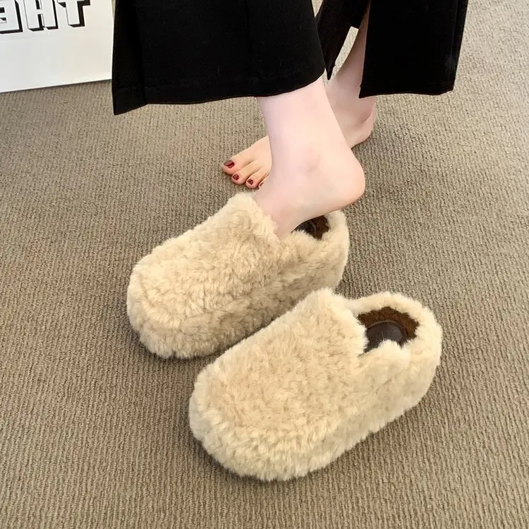 2025 الخريف الشتاء الرجعية أحذية قطنية مريحة المطاط أسفل صنادل سيدات 8 سنتيمتر الكعك سميكة وحيد أفخم عالية الكعب النعال