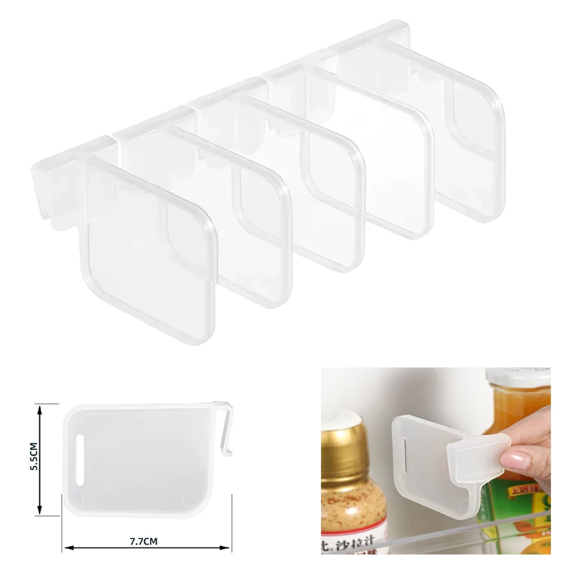 2026 Refrigerator Organizer Dividers 5/10PC Sturdy Clear Adjustable Fridge Storage Kitchen Cabinets Space Saving Compartments