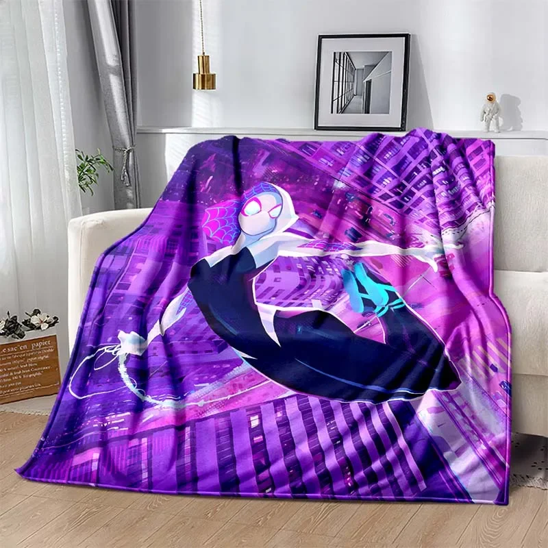 6 Sizes Warm Soft Marvel Spider Gwen Woman Print Blanket Fluffy Kids and Adults Sofa Plush Bedspread Throw Blanket for Sofa Bed