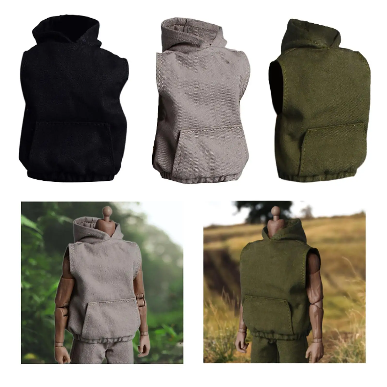 Pakaian Boneka Fashion Hoodie Skala 1/12 untuk Tubuh Figur Aksi 6''