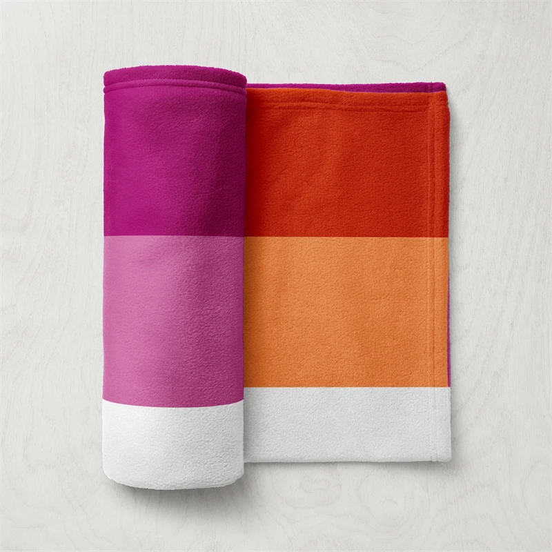 Gaslight Gatekeep Girlboss Orange Pink Lesbian Flag 5 Stripes Throw Blanket for Women Men Girls Boys Kids Pets Dogs Cats Couch