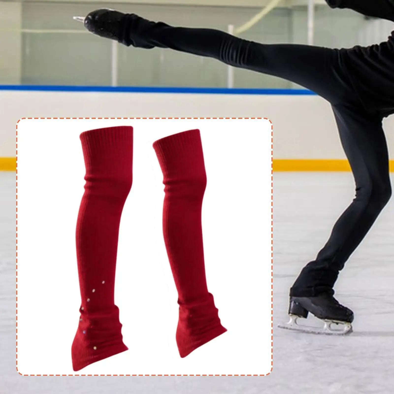 Knitting Ice Skates Accessories Footless Socks Extended Boot Covers Protective over Knee Sleeve for Artistic Skating