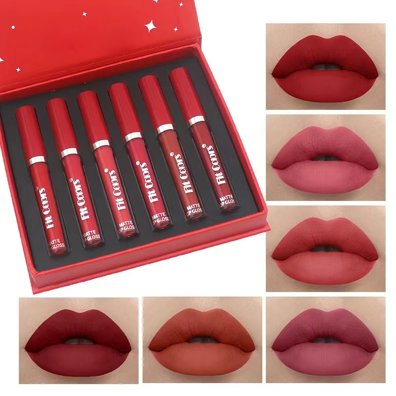 

6pcs Matte Liquid Lipstick Set Lip Gloss Kit Waterproof Long Lasting Moisturizing Lipstick Tubes Women Lip Tint Coametic Makeup