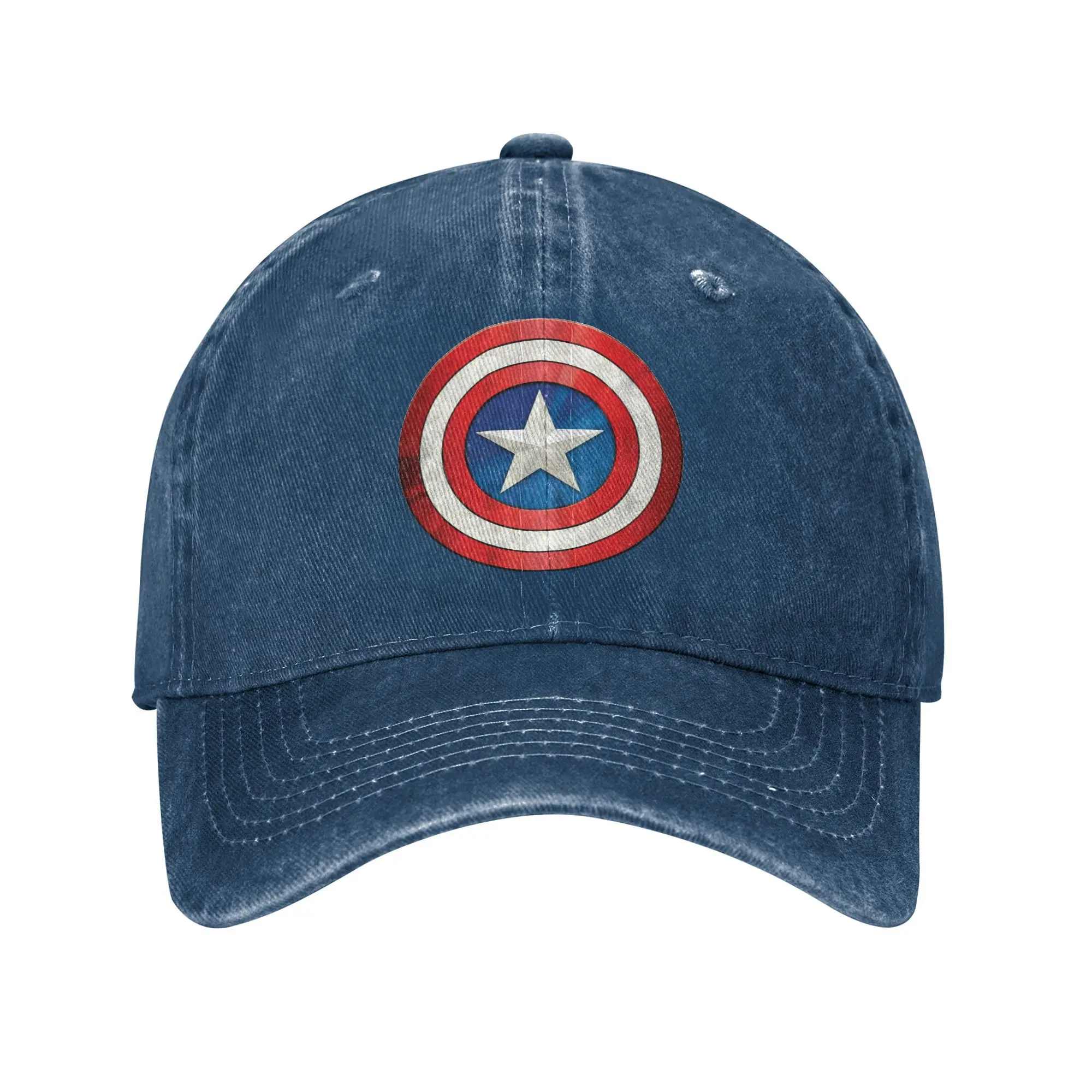 Vintage Captain America Brushed Shield Baseball Caps Unisex Style Distressed Denim Washed Snapback Cap Summer Gift Caps Hat