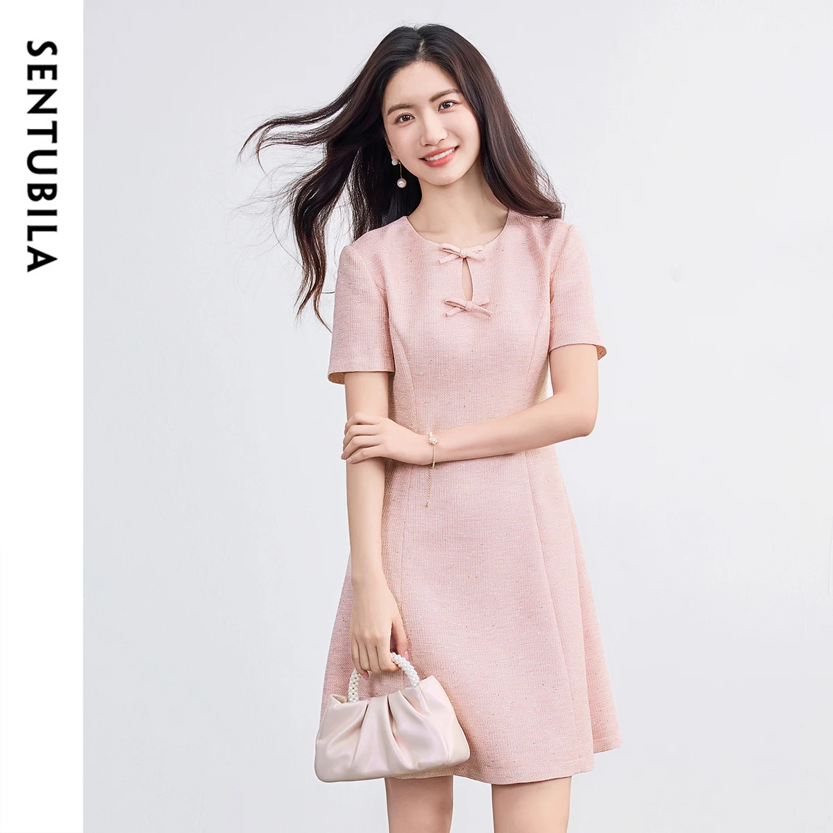 

SENTUBILA Women's Dress 2025 Collection Summer Elegant Fashion Hollow Ruffles Design Midi Dresses Ladies Clothing Q52LI2006
