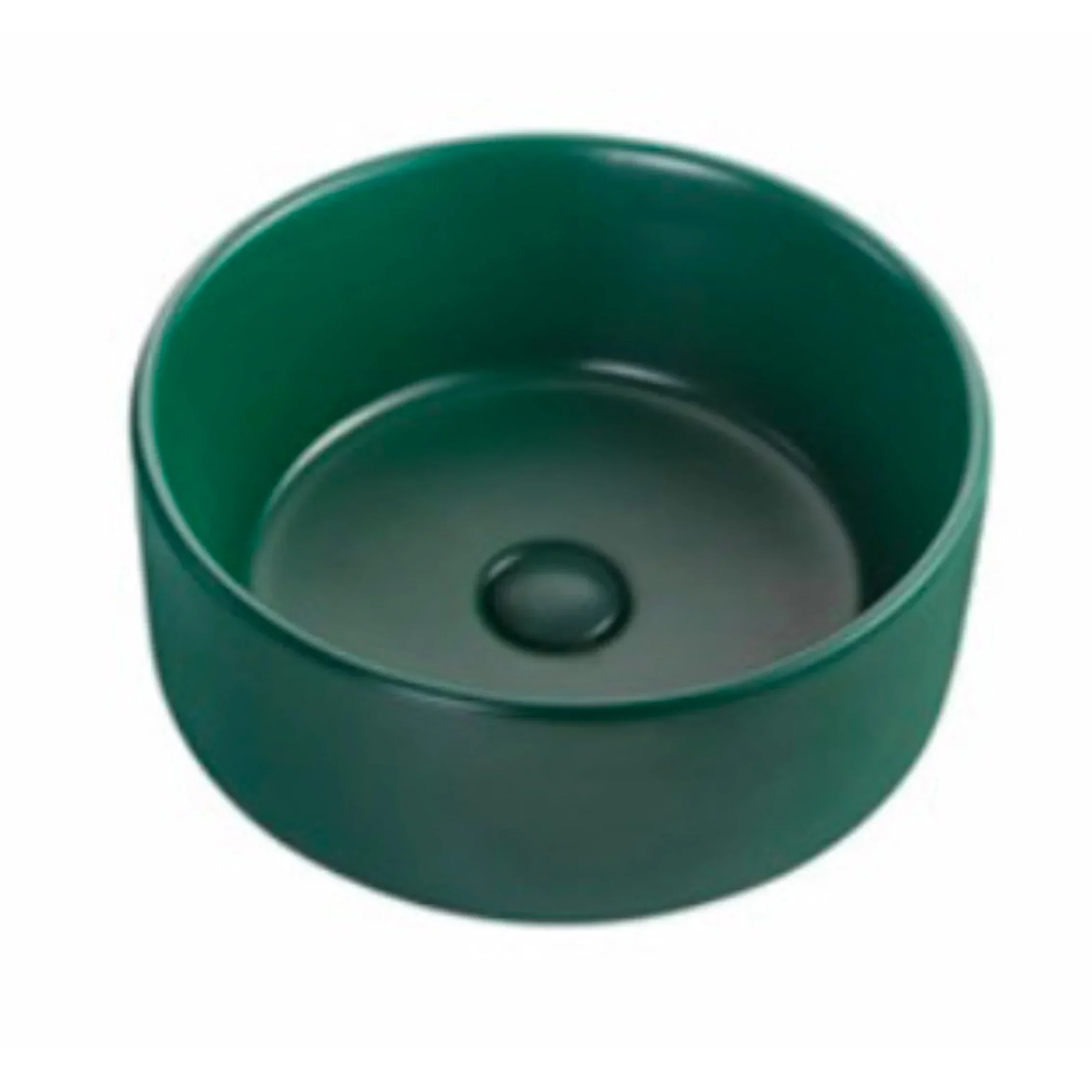 410*410*150MM Cute Round Green Matte Ceramic Washbasin Balcony Washbasin Kitchen Countertop Art Basin Bathroom Sink With Drainer