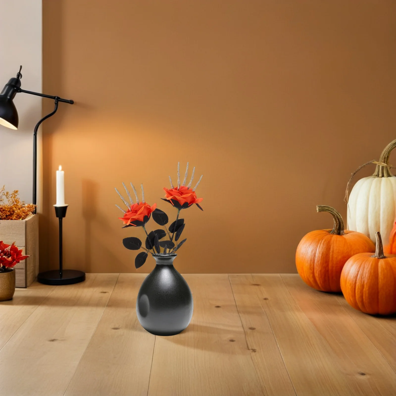 

6Pcs Skull Hand Rose Halloween Flowers Faux Artificial Flower Bouquet Halloween Party Vase Filler Decor