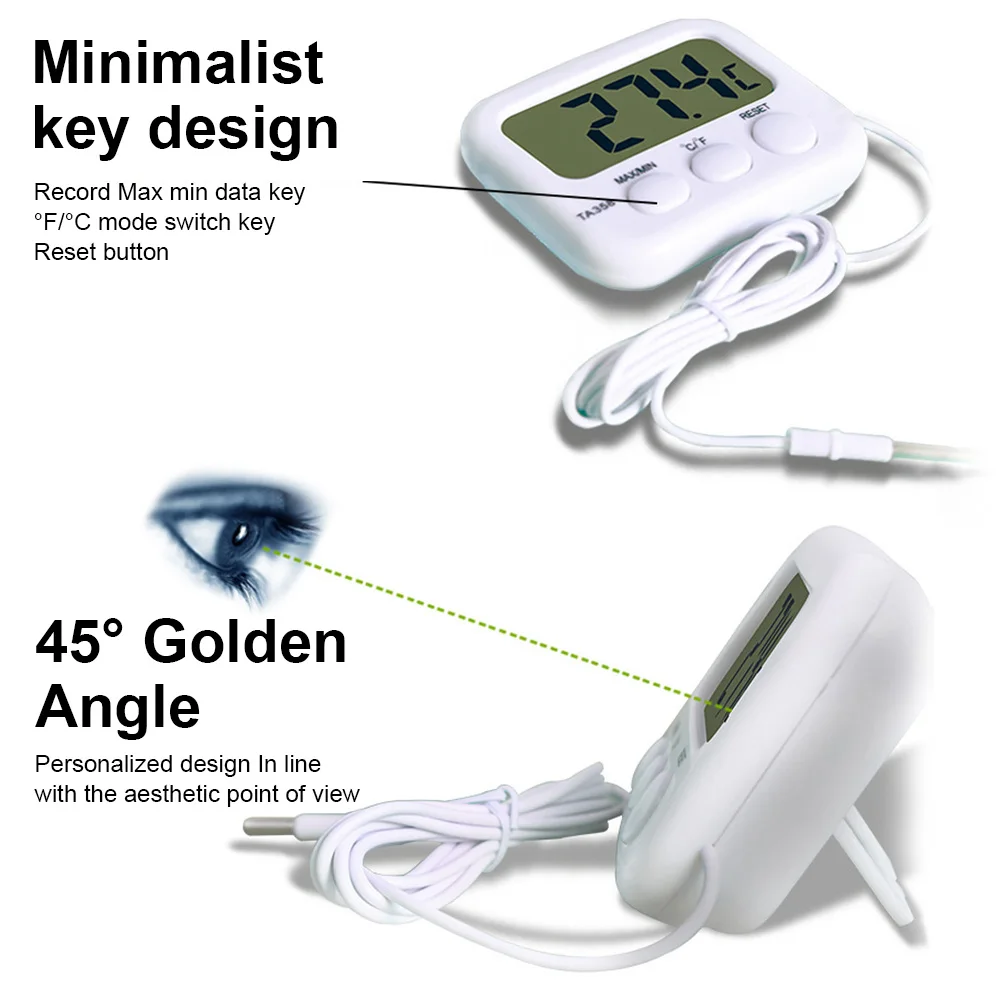 Mini Lcd Digitale Thermometer Met Probe Sensor Zwembad Koelkast Water Tank Met Kabel 1.5M