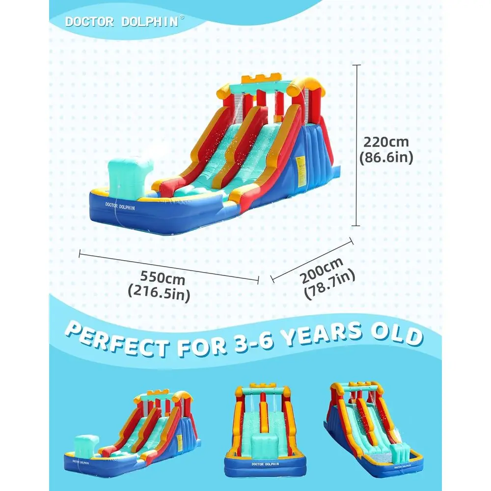大きなお子様向けのプール付きバウンスハウス・インフレータブルウォータースライダー、子供用裏庭ウォータースライダー、インフレータブルウォーターパークダブル