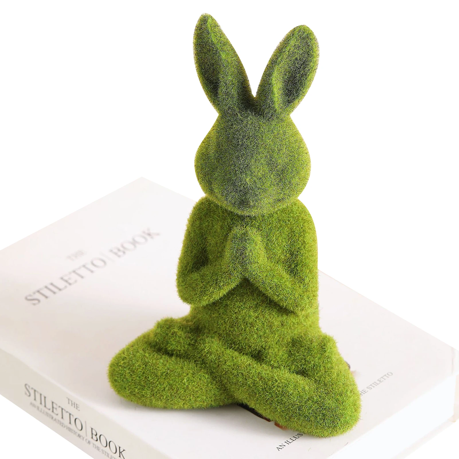 

Yoga Rabbit Ornament Wind & Weather Long-Eared Rabbit Garden Statue In Cross-Legged Meditating Yoga Pose Yoga Mossy Rabbit In