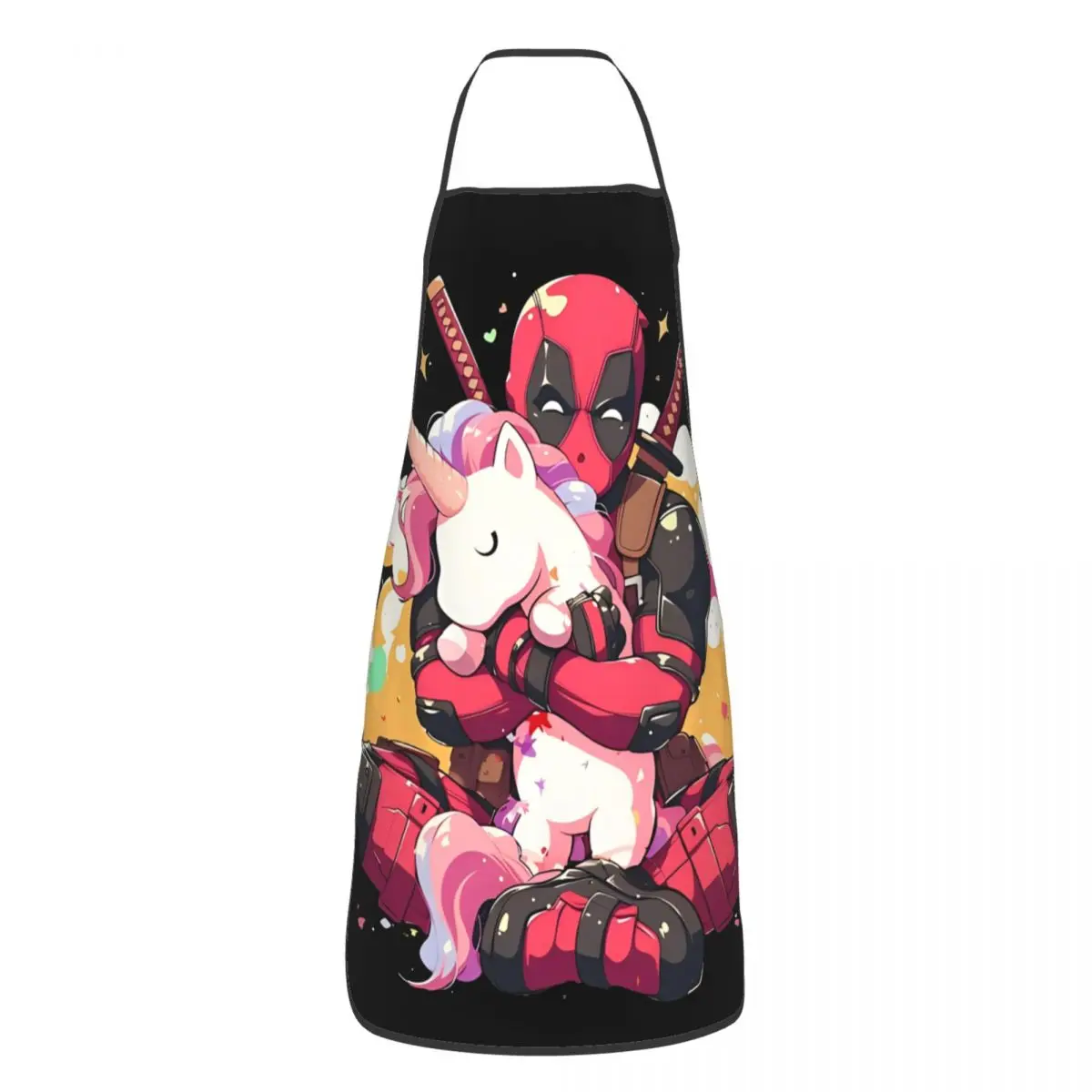 Deadpool Superhero Hold Unicorn Apron Household Cleaning Gardening Aprons Kitchen Sleeveless Pinafore Adult