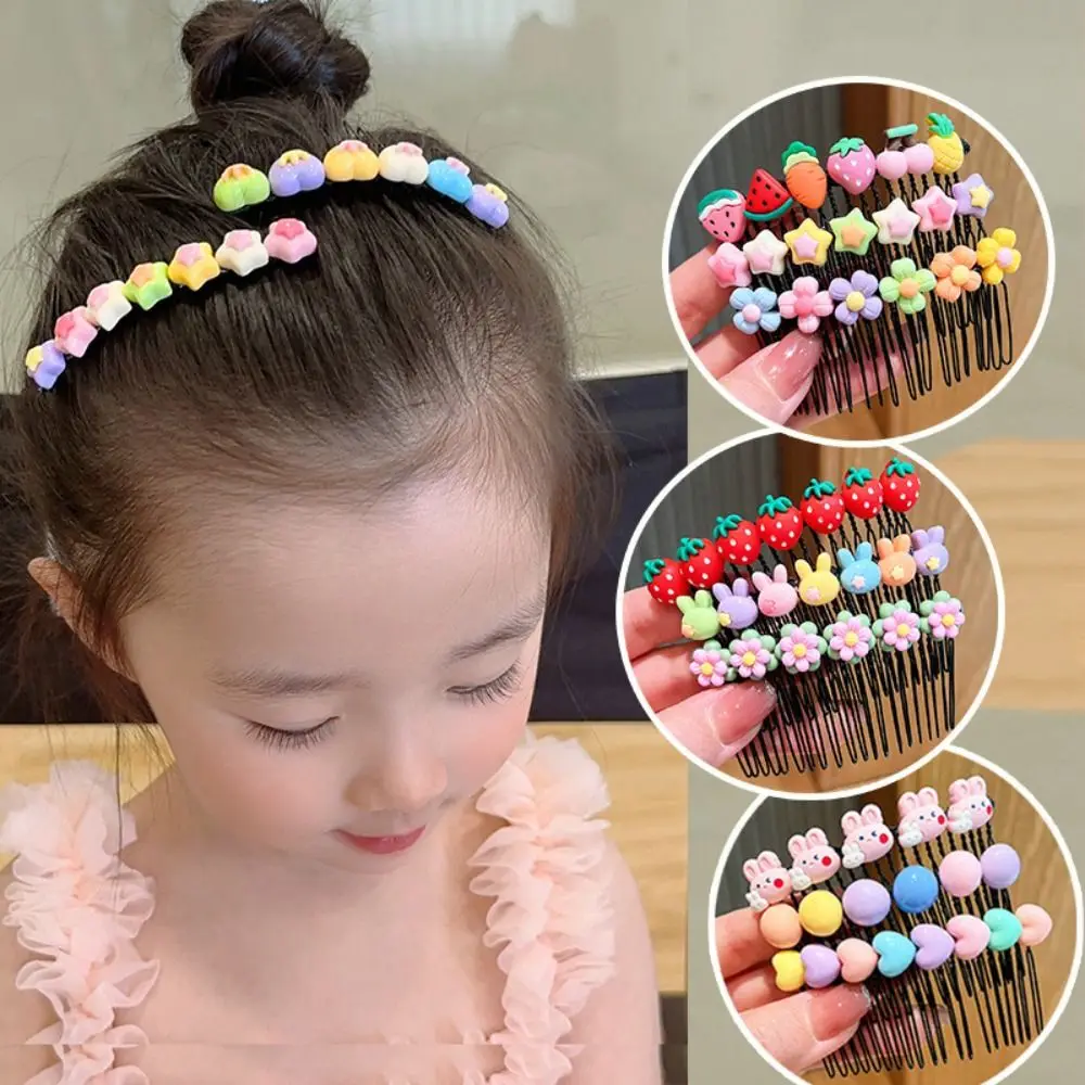 

Children Cartoon Fruit Hair Comb Geometric Extra Hair Holder Korean Style Fixed Teeth Combs Girls Cute Sweet Hair Wear