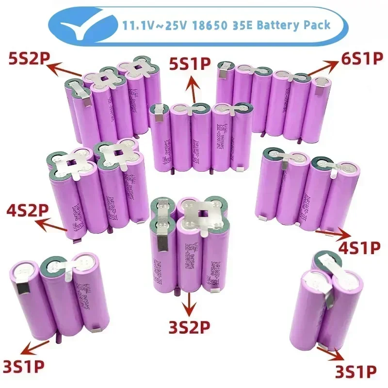 

Battery pack 3S1P3S2P 4S1P 4S2P 5S1P 5S2P 6S1P 35E 3500mAh/7000mAh Screwdriver, 12.6V 16.8V 21V 25V rechargeable lithium battery