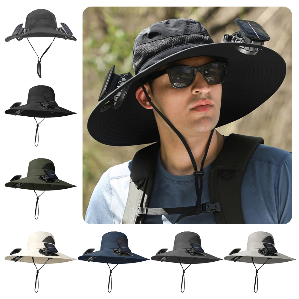 

Solar Powered​​ Solar Powered Fishing Hat​​ ​​Large Ventilated Fan​​ ​​Rechargeable​​ Men's Sun Hat ​​Breathable UV Protection​​